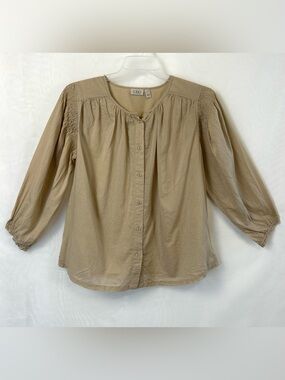 New Logo By Lori Goldstein Women’s Cotton Shirred Button Front Blouse / Small